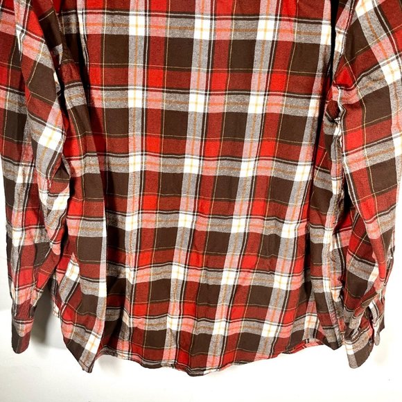 Vintage 90s Faded Glory red flannel plaid buttondown shirt 2XL - Picture 9 of 9